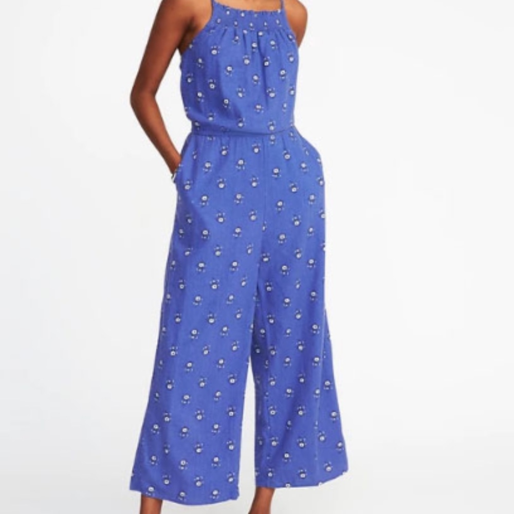 Old Navy Linen Floral Jumpsuit